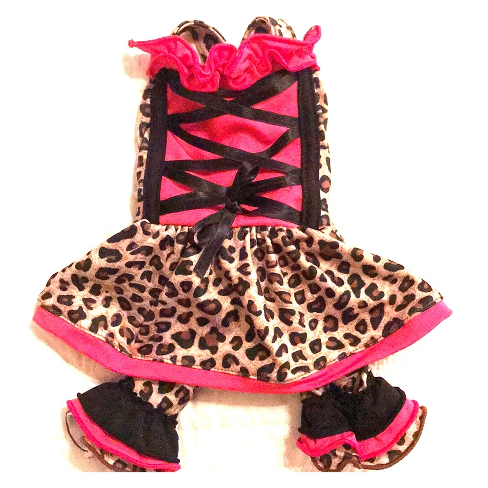 Sexy corset pink+ leopard print dress w/leggings